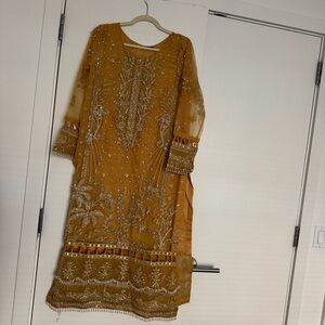 Elegant Gold Embroidered Dress